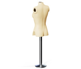 White colorless female face with white skin in profile on a white background. 3D render.