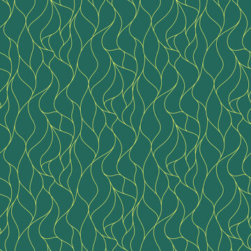 Wave Jade Golden Line Seamless Pattern Vector Illustration. Geometric Outline Wavy Chinese Style Background