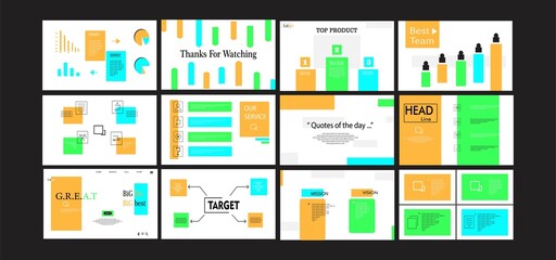 Powerpoint template. Power point, template, web. UI, UX. Interface, landing page, homepage, website uses. 