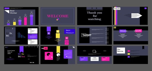 Powerpoint template. Power point, template, web. UI, UX. Interface, landing page, homepage, website uses. 