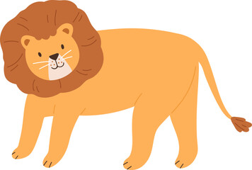 Cute Lion Childish Cartoon Illustration