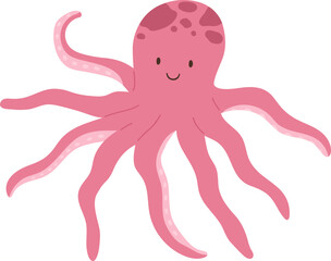 Cute Octopus Childish Cartoon Illustration