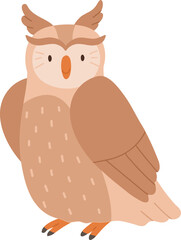 Cute Owl Childish Cartoon Illustration