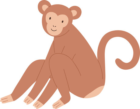 Cute Monkey Childish Cartoon Illustration