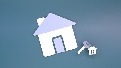 Fototapeta na wymiar Apartment keys and house icon. 3d render.