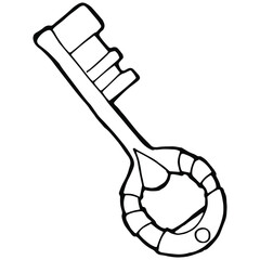 hand drawn metal key in doodle style