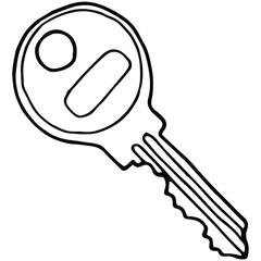 hand drawn metal key in doodle style