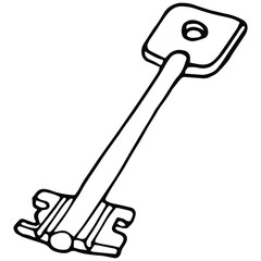 hand drawn metal key in doodle style