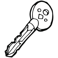 hand drawn metal key in doodle style