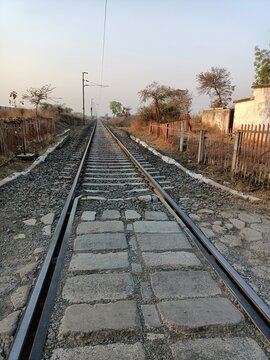 railroad tracks in the distance