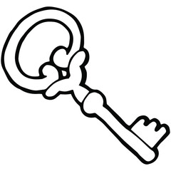 hand drawn metal key in doodle style