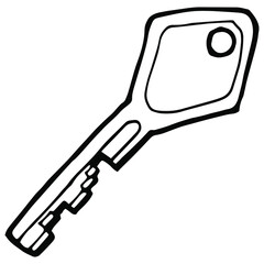 hand drawn metal key in doodle style