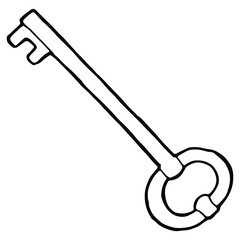 hand drawn metal key in doodle style
