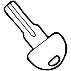 hand drawn metal key in doodle style