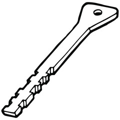 hand drawn metal key in doodle style