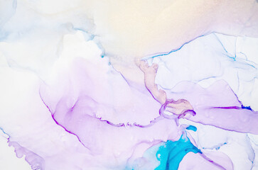 Obraz premium Antique White, ‍Light Steel Blue, Gold. Pastel nature ocean waves. Inks are beautiful, transparent inks. Art and Gold. Eastern paper texture. Fashion textile. Oriental Ancient art.