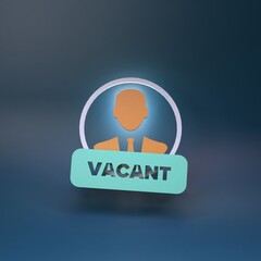 Businessman icon and sign vacant. 3d render.