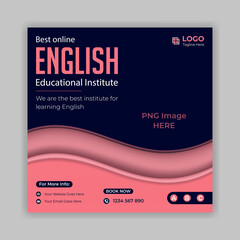 Spoken English social media post template design for advertisement any English learning institute
