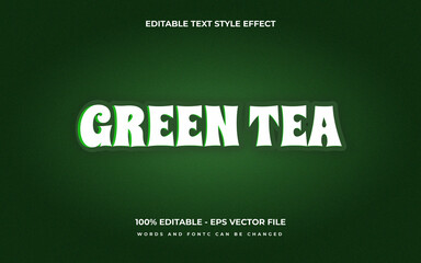 green tea text effect template with bold style use for business brand and logo