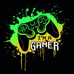 I'm a gamer, gaming console with splatter print