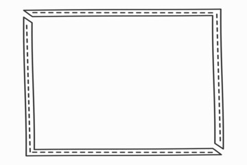 A frame on a black background, drawn in the style of doodles. Classic frame, a frame with a floral pattern. Minimalistic style.