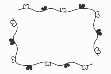 A frame on a black background, drawn in the style of doodles. Classic frame, a frame with a floral pattern. Minimalistic style.