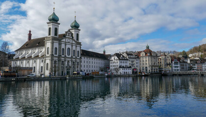 Fototapeta na wymiar Lucerne is a wonderful city in Switzerland on the shores of a beautiful lake