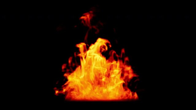 The fires begin to burn and burn, and the flames are flying Isolated by the Alpha channel (transparent background) to enhance any video presentation or animation movie Cinematic clips, or film project