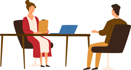Job Interview Cartoon Illustration