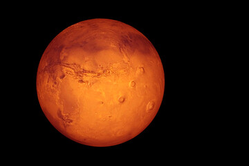Planet Mars on a dark background. Elements of this image furnished by NASA