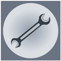 The dark gray double - sided open key in a light circle bordered by a light gray square