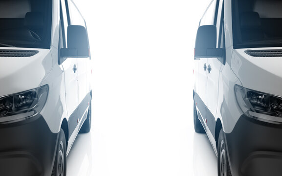 Two vans with white copyspace