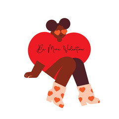Happy Valentine's Day. Romantic Postcard. Flat Illustration. White Background