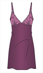 WOMENS SATIN LACE SLIP NIGHTWEAR IN EDITABLE VECTOR FILE