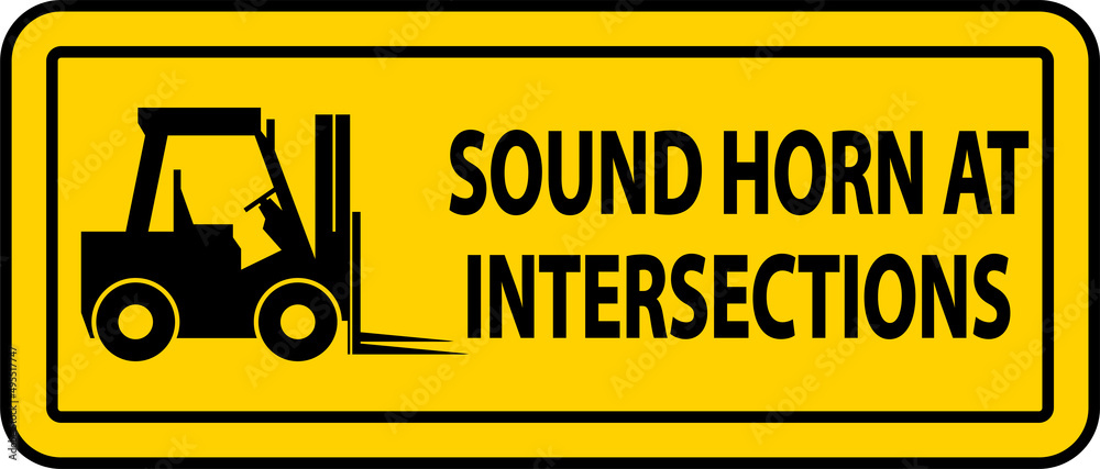 Wall mural Sound Horn At Intersections Label Sign On White Background