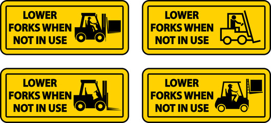 Lower Forks When Not In Use Label Sign On White Background © Seetwo