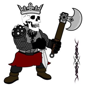 skull gladiator cartoon illustration in vector format