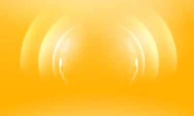 Sun protection from ultraviolet light, in futuristic glowing vector illustration on light background. Сircular barrier to block UV radiation. Template for beauty product, bubble shield effect