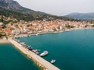Fototapeta na wymiar Aerial drone view of astakos harbour in Aitoloakarnania Greece