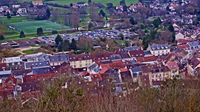Downtown panorama of Chevreuse in France, panoramic view