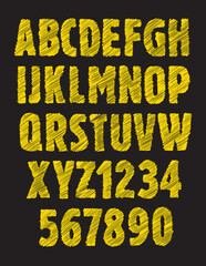 Pen stroke lettering font (letters and numbers). Vector alphabet