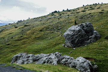 Mountainside with huge rocks