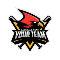 Cardinal mascot for baseball team logo. Vector illustration.
