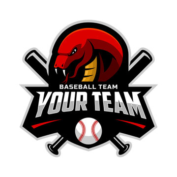 Cobra snake mascot for baseball team logo. Vector illustration.