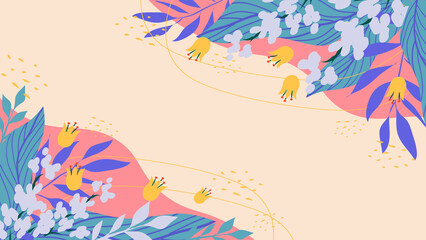  Spring banner with flowers on a pink background. Banner perfect for promotions, magazines, cards, invitations, banners design and web/internet ads. Vector illustration
