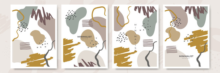 Set of abstract trendy hand drawn shapes and design elements. Poster pattern creation set. Vector illustration