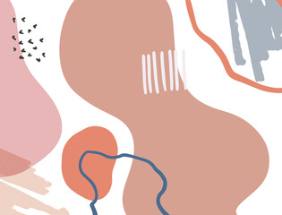 Minimalist abstract boho style hand drawn organic shape background. Creative minimalist hand painted abstract art background. Design for wall decoration, postcard, poster or brochure