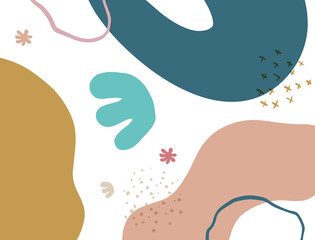 Minimalist abstract boho style hand drawn organic shape background. Creative minimalist hand painted abstract art background. Design for wall decoration, postcard, poster or brochure