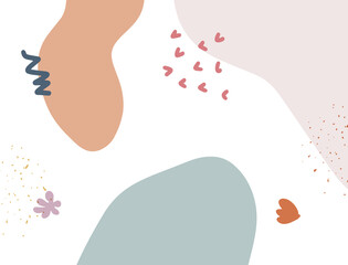 Minimalist abstract boho style hand drawn organic shape background. Creative minimalist hand painted abstract art background. Design for wall decoration, postcard, poster or brochure