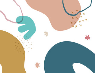 Minimalist abstract boho style hand drawn organic shape background. Creative minimalist hand painted abstract art background. Design for wall decoration, postcard, poster or brochure